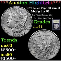 ***Auction Highlight*** 1879-cc /cc Top 100 Vam 3 Morgan Dollar $1 Graded BU+ By USCG (fc)