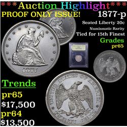 *Highlight Of Entire Auction* 1877-p Twenty Cent Piece 20c Graded GEM Proof By USCG (fc)