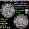 Image 1 : ***Auction Highlight*** 1874-p Arrows Seated Liberty Dime 10c Graded GEM Unc By USCG (fc)