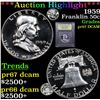 ***Auction Highlight*** 1959 Franklin Half Dollar 50c Graded GEM++ Proof Deep Cameo By USCG (fc)