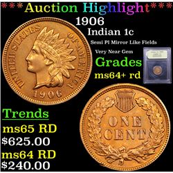 ***Auction Highlight*** 1906 Indian Cent 1c Graded Choice+ Unc RD By USCG (fc)
