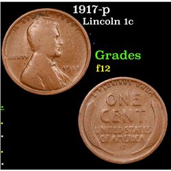 1917-p Lincoln Cent 1c Grades f, fine