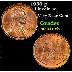 1936-p Lincoln Cent 1c Grades Choice+ Unc RB