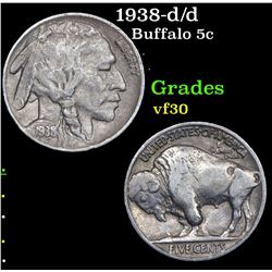 1938-d/d Buffalo Nickel 5c Grades vf++
