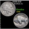 1938-d/d Buffalo Nickel 5c Grades vf++