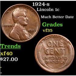 1924-s Lincoln Cent 1c Grades vf++