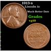 1913-s Lincoln Cent 1c Grades vg+