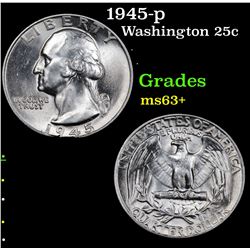1945-p Washington Quarter 25c Grades Select+ Unc