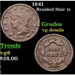 1841 Braided Hair Large Cent 1c Grades vg details