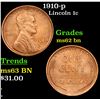 Image 1 : 1910-p Lincoln Cent 1c Grades Select Unc BN