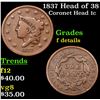 Image 1 : 1837 Head of 38 Coronet Head Large Cent 1c Grades f details