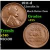 Image 1 : 1911-d Lincoln Cent 1c Grades vf+
