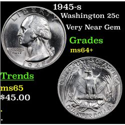 1945-s Washington Quarter 25c Grades Choice+ Unc