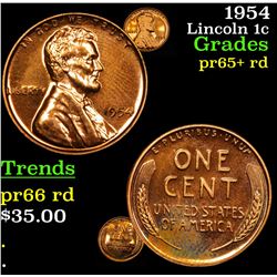1954 Lincoln Cent 1c Grades Gem++ Proof Red