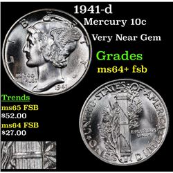 1941-d Mercury Dime 10c Grades Choice Unc+ FSB