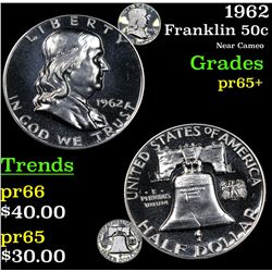 1962 Franklin Half Dollar 50c Grades GEM+ Proof