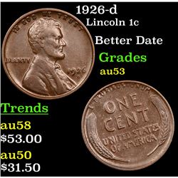 1926-d Lincoln Cent 1c Grades Select AU