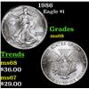 1986 Silver Eagle Dollar $1 Grades GEM+++ Unc