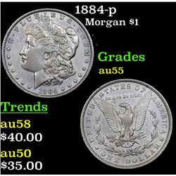 1884-p Morgan Dollar $1 Grades Choice AU