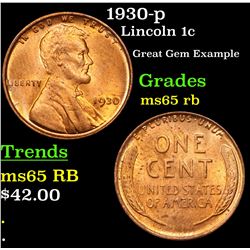 1930-p Lincoln Cent 1c Grades GEM Unc RB