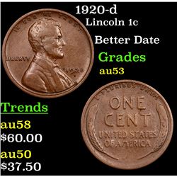 1920-d Lincoln Cent 1c Grades Select AU