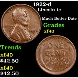 1922-d Lincoln Cent 1c Grades xf