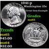 Image 1 : 1941-p Washington Quarter 25c Grades GEM Unc