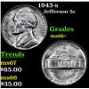 1943-s Jefferson Nickel 5c Grades GEM++ Unc