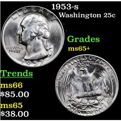 1953-s Washington Quarter 25c Grades GEM+ Unc