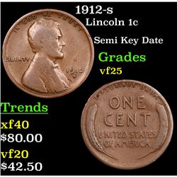 1912-s Lincoln Cent 1c Grades vf+