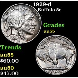1929-d Buffalo Nickel 5c Grades Choice AU
