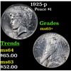 Image 1 : 1925-p Peace Dollar $1 Grades Select+ Unc