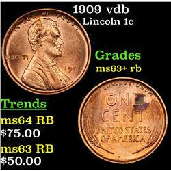 1909 vdb Lincoln Cent 1c Grades Select+ Unc RB