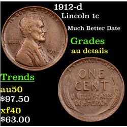 1912-d Lincoln Cent 1c Grades AU Details
