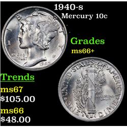 1940-s Mercury Dime 10c Grades GEM++ Unc