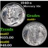 Image 1 : 1940-s Mercury Dime 10c Grades GEM++ Unc