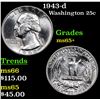 Image 1 : 1943-d Washington Quarter 25c Grades GEM+ Unc