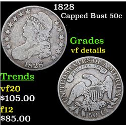 1828 Capped Bust Half Dollar 50c Grades vf details
