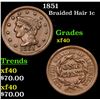 1851 Braided Hair Large Cent 1c Grades xf