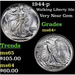 1944-p Walking Liberty Half Dollar 50c Grades Choice+ Unc