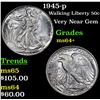 Image 1 : 1945-p Walking Liberty Half Dollar 50c Grades Choice+ Unc