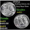 Image 1 : 1942-p Walking Liberty Half Dollar 50c Grades Choice+ Unc