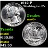 Image 1 : 1942-P Washington Quarter 25c Grades GEM+ Unc