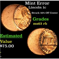 Mint Error Lincoln Cent 1c Grades Select Unc RB