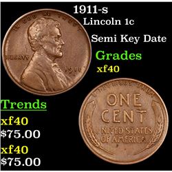 1911-s Lincoln Cent 1c Grades xf