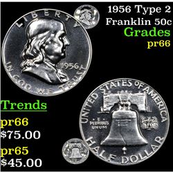 1956 Type 2 Franklin Half Dollar 50c Grades GEM+ Proof