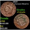 1827 Coronet Head Large Cent 1c Grades vf details