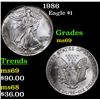 1986 Silver Eagle Dollar $1 Grades ms69