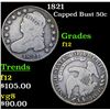 Image 1 : 1821 Capped Bust Half Dollar 50c Grades f, fine