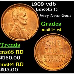 1909 vdb Lincoln Cent 1c Grades Choice+ Unc RD